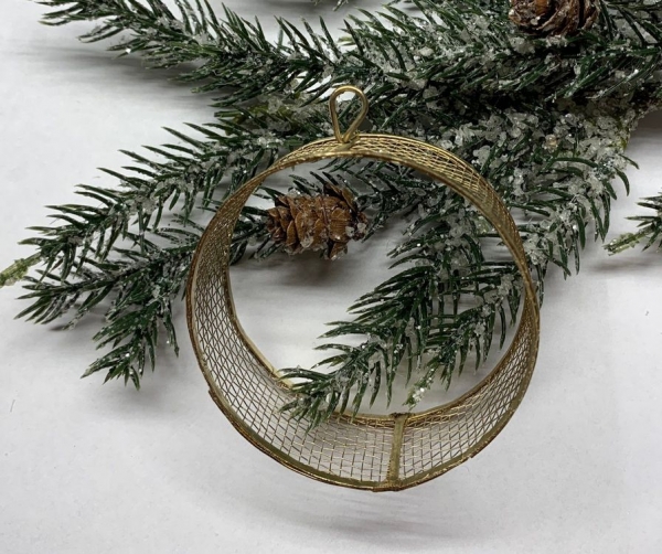 Dekoanhänger aus Metall-Gitter, Kreis gold